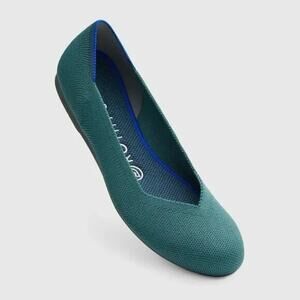 Rothys The Flat Womens Size 7 Emerald‎ Green Knit Slip On Ballet Shoe Minimalist